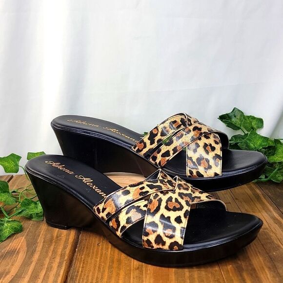 Athena Alexander Shoes - Athena Alexander. Slide Sandals. Size 42. Leopard. Like New